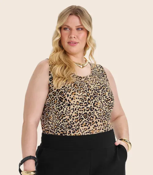 Regata Feminina Plus Size Secret Glam Bege