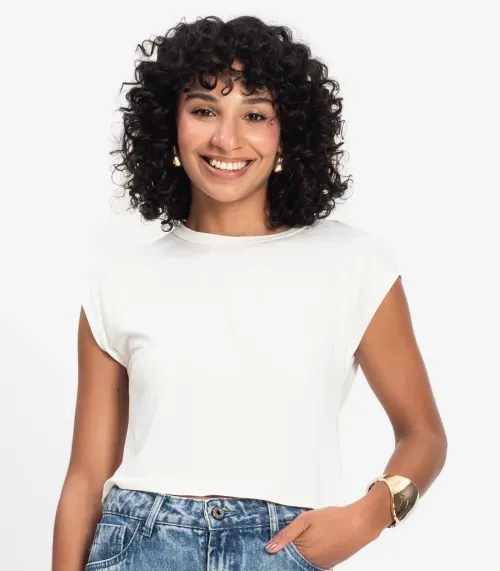 Blusa Básica Feminina Viscotorcion Rovitex Bege