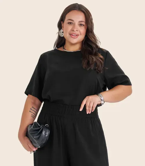 Blusa Manga Curta Feminina Plus Size Secret Glam Preto