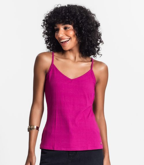Blusa De Alça Feminina Ribana Canelada Rovitex Roxo