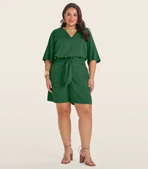 Blusa Manga Curta Plus Size Secret Glam Verde