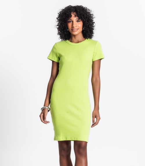 Vestido Acinturado Em Ribana Canelada Rovitex Verde