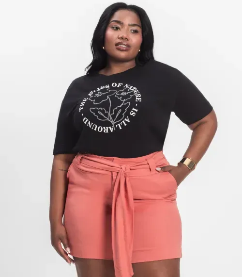 Bermuda Feminina Plus Size Secret Glam Laranja