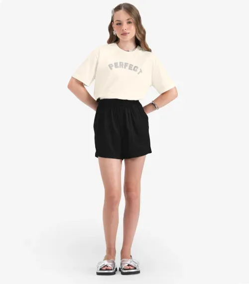 T- Shirt Juvenil em Meia Malha Minty Bege