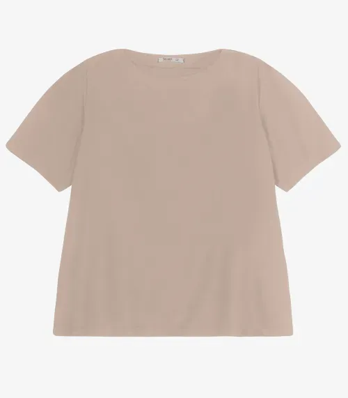 Blusa Manga Curta Feminina Plus Size Secret Glam Bege