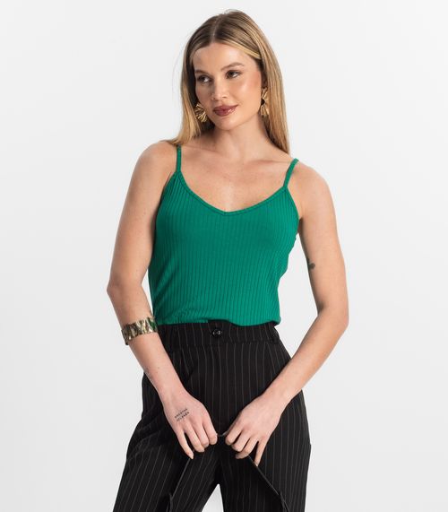 Blusa De Alça Feminina Ribana Canelada Rovitex Verde