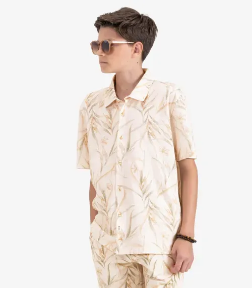 Camisa Juvenil Masculina em Meia Malha Minty Bege