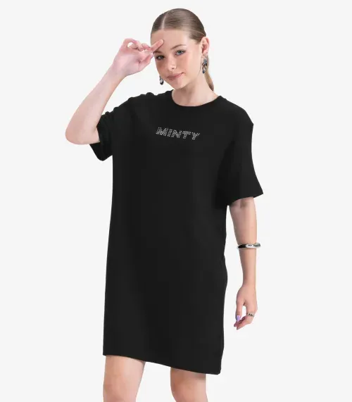 Vestido Juvenil Curto em Molecotton Minty Preto