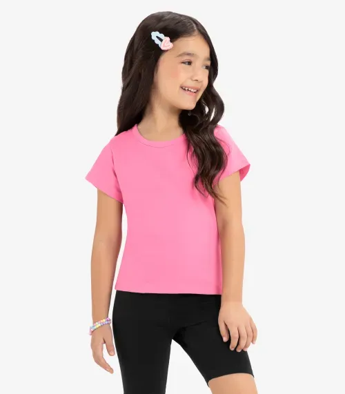 Blusa Básica Infantil Cotton Leve Rovi Kids Rosa