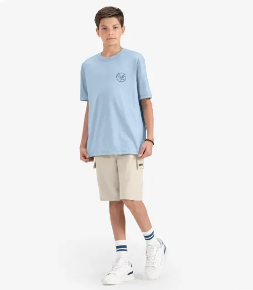 Camiseta Juvenil Masculina em Meia Malha Minty Azul
