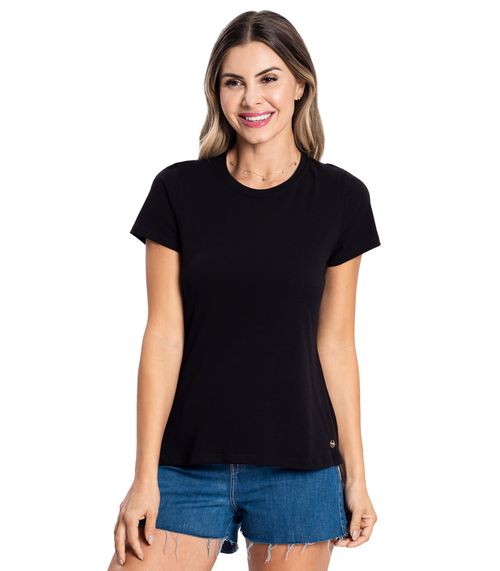 Blusa Feminina Cotton Leve Básica Rovitex Preto