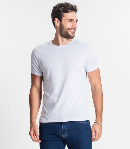 Camiseta Masculina Básica Meia Malha Diametro Branco