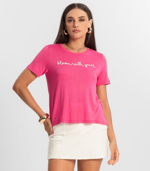 Camiseta De Visco Tricot Feminina Endless Rosa
