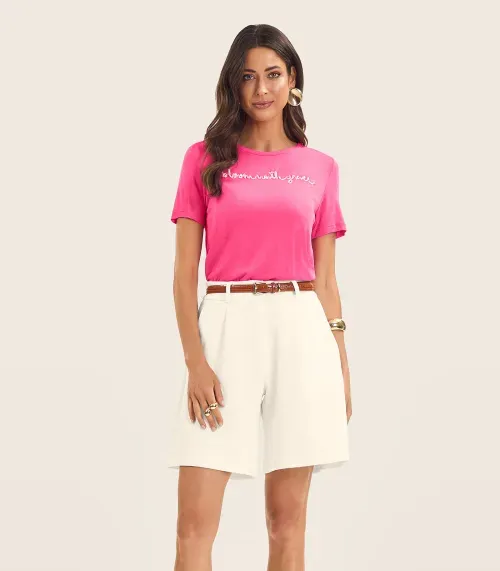 Camiseta De Visco Tricot Feminina Endless Rosa