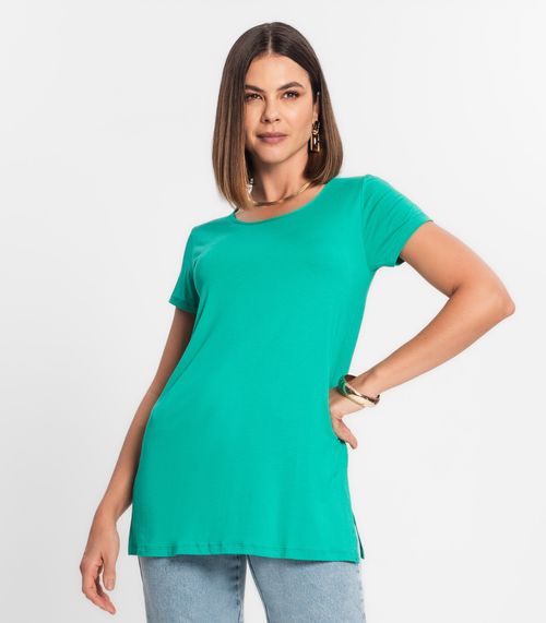 Blusa Básica Alongada Feminina Rovitex Verde