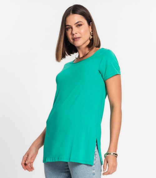 Blusa Básica Alongada Feminina Rovitex Verde