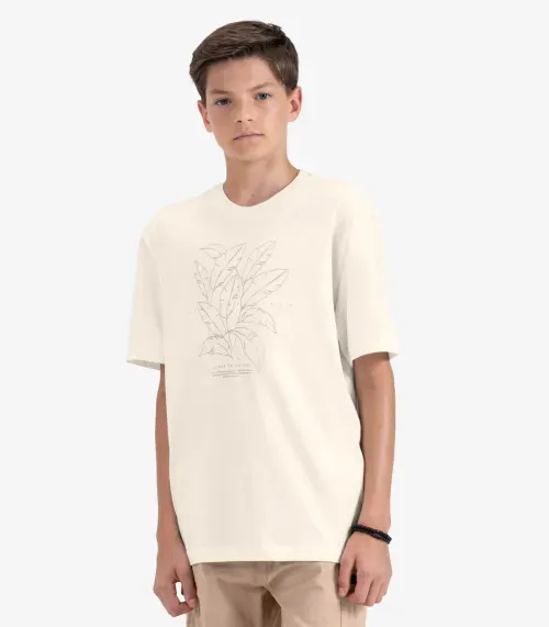 Camiseta Juvenil Masculina em Meia Malha Minty Bege