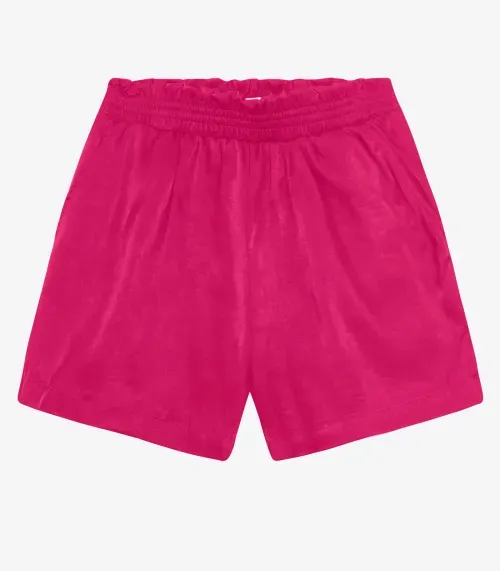 Shorts Juvenil Feminino em Slub Acetinado Minty Rosa