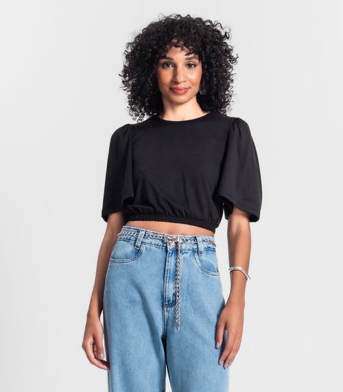 Blusa Cropped Feminina Rovitex Preto