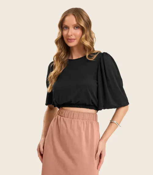 Blusa Cropped Feminina Rovitex Preto