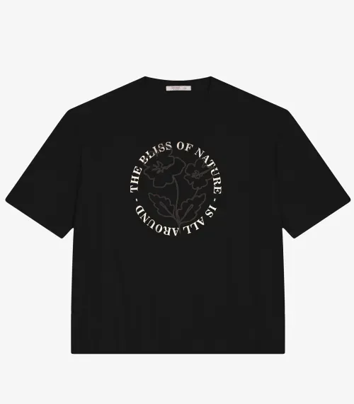 Camiseta Plus Size em Meia Malha Secret Glam Preto