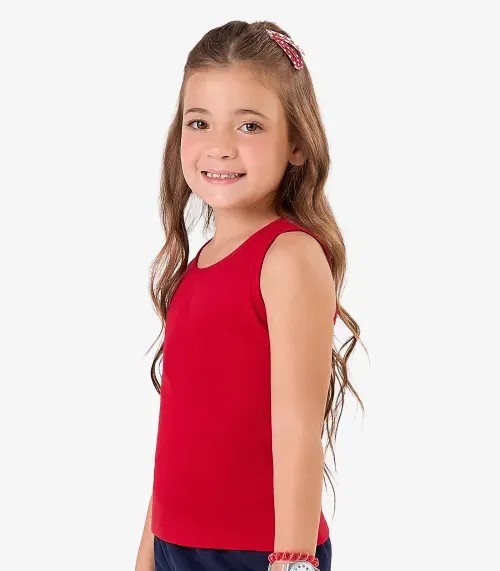 Regata Básica Infantil Feminina Rovi Kids Vermelho