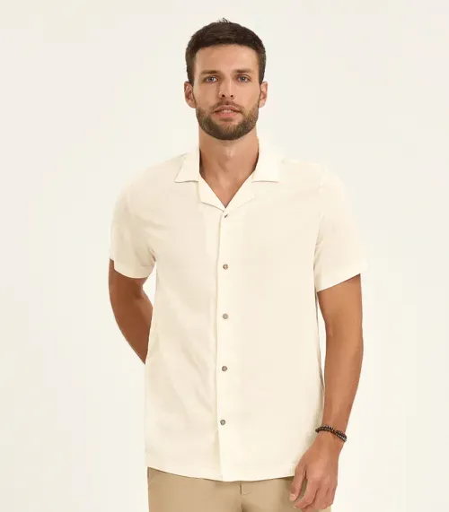 Camisa Em Viscolinho Masculina Diametro Bege