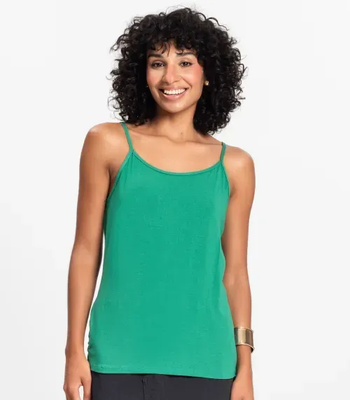 Blusa de Alça Feminina Viscotorcion Básica Rovitex Verde