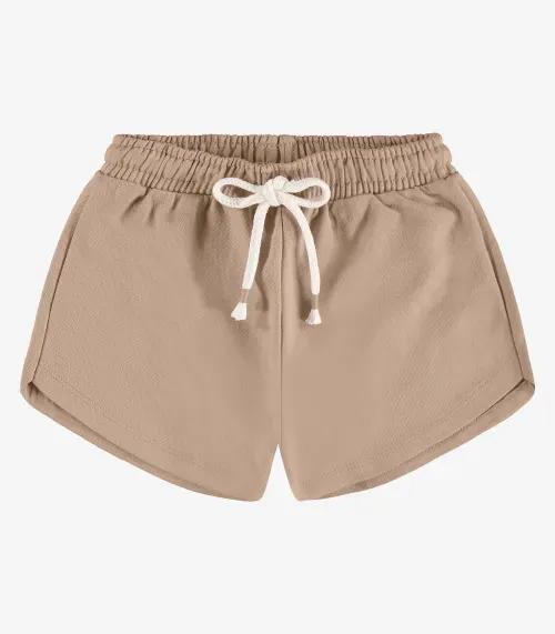 Shorts Infantil em Moletom Sarjado Rovi Kids Marrom
