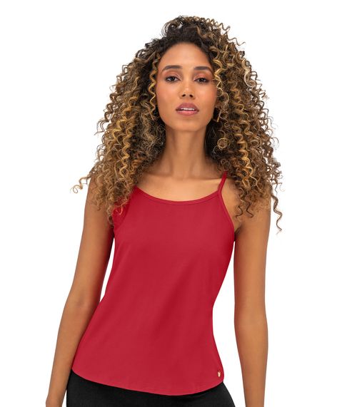 Blusa de Alça Feminina Viscotorcion Básica Rovitex Vermelho