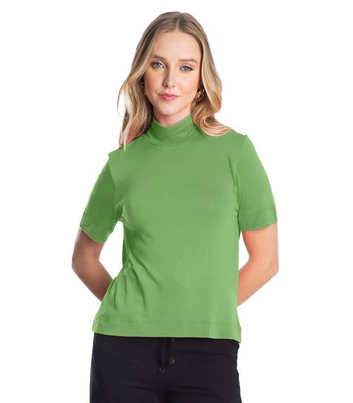 Blusa Feminina Gola Alta ViscoTrico Básica Endless Verde