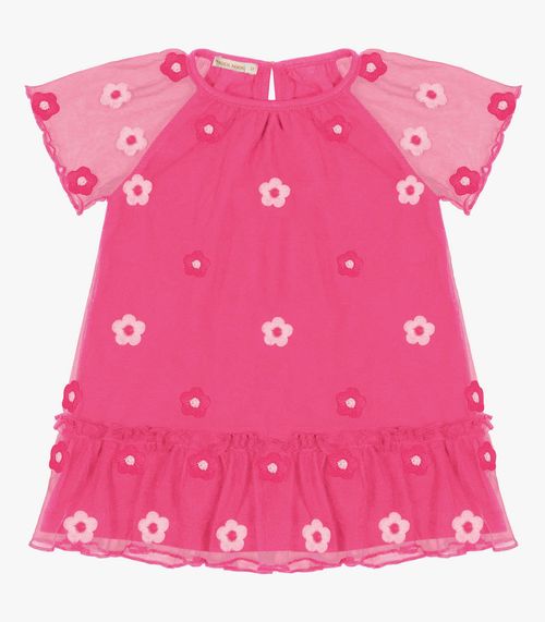 Vestido Infantil Com Babados Trick Nick Rosa
