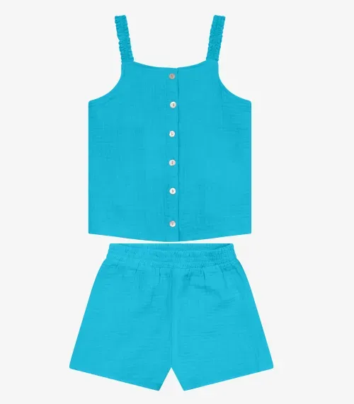 Conjunto Infantil Blusa Com Shorts Trick Nick Azul