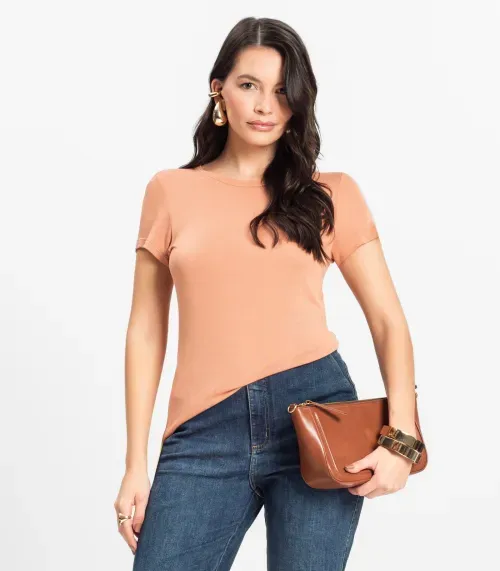 Blusa Feminina Básica Visco Tricot Rovitex Marrom