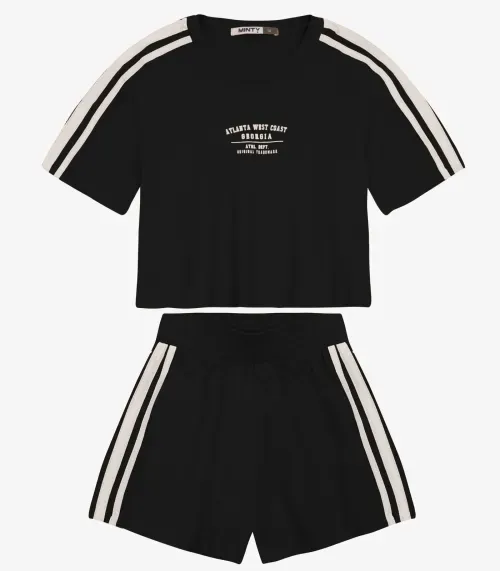 Conjunto Juvenil Blusa Com Shorts Moletinho Minty Preto