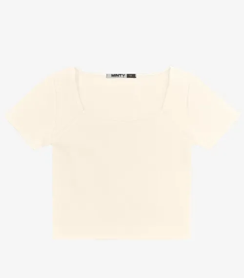 Blusa Juvenil Manga Curta em Ribana Minty Bege