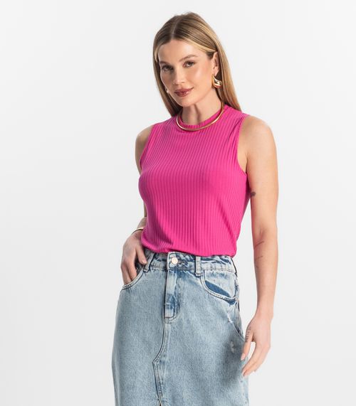 Regata Feminina Ribana Canelada Rovitex Rosa