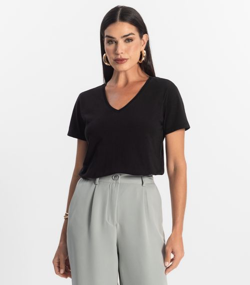 Blusa Básica Feminina Meia Malha Rovitex Preto