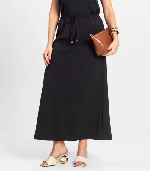 Saia Midi Feminina em Twill Cey Rovitex Preto