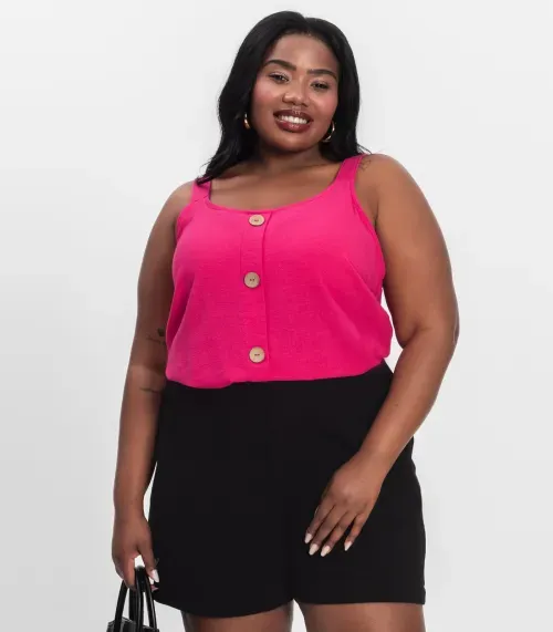 Regata Feminina Plus Size Secret Glam Rosa