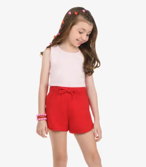 Shorts Básico Infantil Feminino Rovi Kids Vermelho