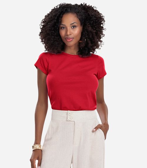 Blusa Feminina Cotton Leve Básica Rovitex Vermelho