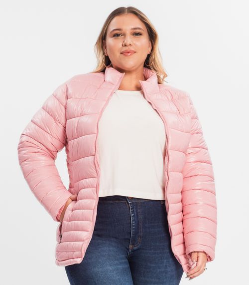 Jaqueta Plus Size Microfibra Secret Glam Rosa