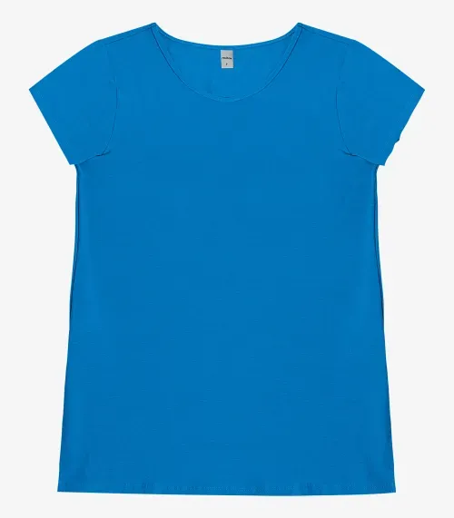 Blusa Básica Alongada Feminina Rovitex Azul
