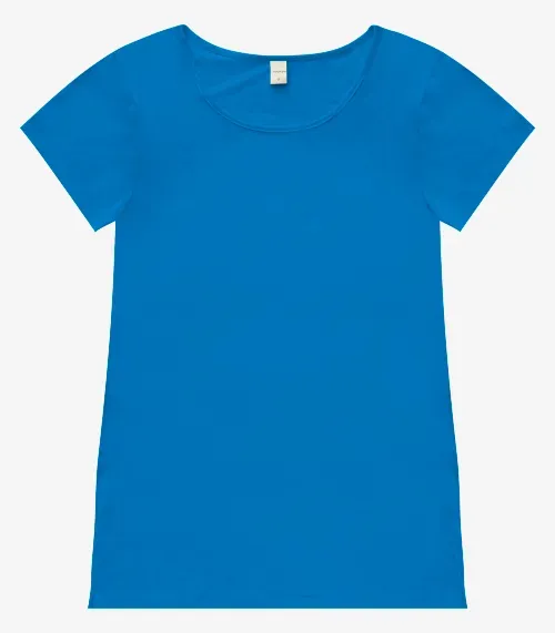 Blusa Básica Alongada Feminina Rovitex Azul