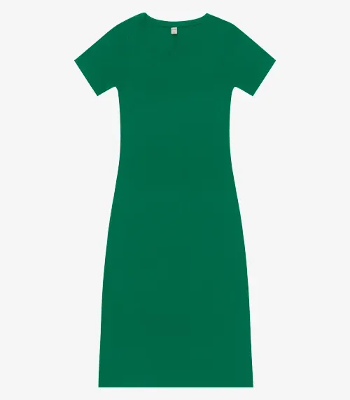Vestido Midi Ribana Canelada Básico Rovitex Verde