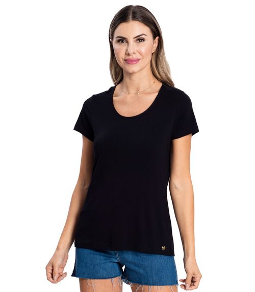 Blusa Feminina Viscotorcion Básica Rovitex Preto