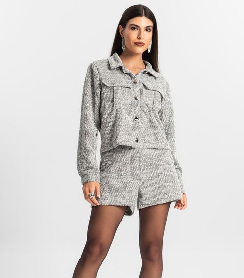 Shorts Feminino de Tweed Shine Endless Preto