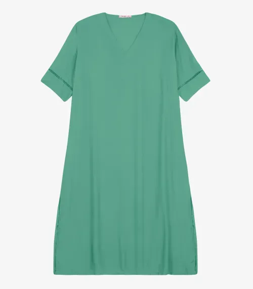 Vestido Manga Curta em Viscose Secret Glam Verde