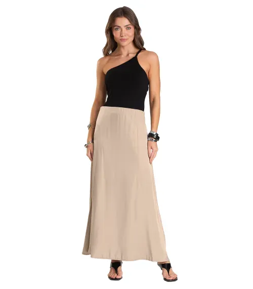 Saia Midi Acetinada Dianna Rosa